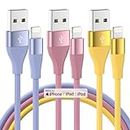 iPhone Charger 3Pack 10FT Apple MFi Certified Lightning Cable Fast Charging iPhone Charger Cord Compatible with iPhone 14 13 12 11 Pro Max XR XS X 8 7 6 Plus SE and More - Colorful