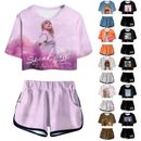 Pop Kids Girls Tracksuit Sets T-shirt Printed Tops Shorts Suits Birthday Gifts