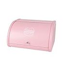 KL X458 Pink Metal Bread Box/Bin/kitchen Storage Containers with Roll Top Lid (pink)