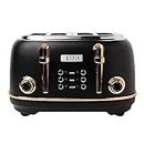 Haden 75042 Heritage 4 Slice Toaster, Wide Slot with Removable Crumb Tray and Settings, Black/Copper