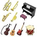 cobee Miniature Dollhouse Musical Instrument Set, 1:12 Mini Dollhouse Musical Instrument Mini Musical Model Doll House Accessories for dollhouse Musical Room Succulent Garden