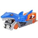 Hot Wheels Shark Chomp Transporter Playset with One 1:64 Scale Car for Kids 4 to 8 Years Old, Shark Bite Hauler Picks Up Cars in Its Jaws & Stores Up to Five in its Belly - GVG36
