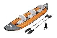 Bestway Hydroforce Lite Rapid Kayak, 3 Person Inflatable Kayak Set, Sit On Kayak with Seats, Backrest, 2 Paddles and Hand Pump, Orange, One Size, 65132