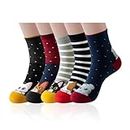 MAXQUU 5 Pairs Of Cat And Dog Socks, Personalized Socks, Women's Novelty Animal Socks, Cute Cat And Dog Cotton Socks, Mid-Calf Fashion Boot Socks, Suitable For Girls And Women