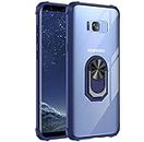 iCoverCase Designed for Samsung Galaxy Note 8 Case, Rotation Ring Holder Kickstand Military Grade Shockproof Work with Magnetic Car Mount Clear Case for Galaxy Note 8 [Blue]
