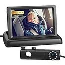 Grownsy Baby Car Camera, HD Display Baby Car Mirror with Night Vision Feature, 4.3 Inch Baby Car Monitor with Wide Clear View, Baby Car Seat Mirror Camera Rear Facing to Observe Baby's Every Move