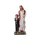 Newven First Holy Communion Gifts for Boys Jesus and Boy Statues Christian Home Decor Birth Day Gift God Idol Showpiece for Table Wall Figurine House Warming, Multicolour, 9x6x20 Cm