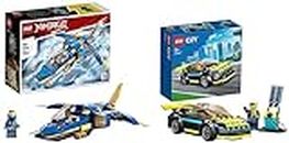 LEGO NINJAGO Jay’s Lightning Jet EVO 71784 Building Toy Set (146 Pieces) City Electric Sports Car 60383 Building Toy Set (95 Pieces)