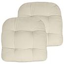 Sweet Home Collection Patio Cushions Outdoor Chair Pads Premium Comfortable Thick Fiber Fill Tufted 19" x 19" x 5" Seat Cover, 2 Pack, Cream