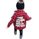 Toddler Long Sleeve Shirt Baby Boy Girl Plaid Top for Toddler Spring Winter Coat for Kid, Red, 2-3T