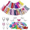 SyangKaitian 46 Pcs Doll Clothes and Accessories,Doll Clothes Set Doll Clothing Jewelry Shoes Safety Funny Fashion Doll Accessories for Girls