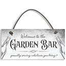 Divertido cartel de alcohol con texto en inglés "Man Cave / Home Bar Home Bar Pub Colgante Placa Vodka Gin Beer - Welcome to the Garden Bar #1535