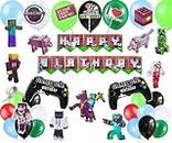 FI - FLICK IN 50 Pcs Minecraft Birthday Decorations Set Game Theme Birth Day Decor for Kids (Pack of 50, Multicolor)