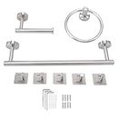 Wallfire Bathroom Hardware Set, Wall Mounted Stainless Steel Bathroom Accessories Set with Towel Rings Towel Bar Tissue Holder 5 Hooks for Bathroom Kitchen Hotel