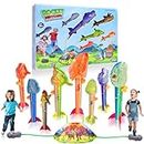 Dinosaur Rocket Launcher for Kids - Launch Up to 100 Ft, 8 Rockets and 2 Pads for Multi-Player, Dinosaur Toys, Birthday Gift Ideas, Toys for 3 4 5 6 7 Year Old Boys, Outdoor Outside Toys