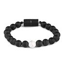 Mesmerize Howlite and Onyx Bracelet Collection For Men and Women | Original Certified Natural Stones with Unisex Design | 8 mm size beads (Magsnap, M)