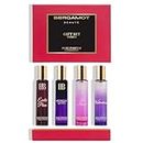 Bergamot Beaute Pure Perfume Gift Set for Women Pack of 4 x 15 ml | VALENTINE, EXOTIC PLUM, MI AMOR, MIDNIGHT QUEEN 2x Long Lasting than Eau De Parfum