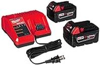Milwaukee 48-59-1850 M18 RED LITHIUM XC 5.0 Ah Batteries (2) + 48-59-1812 M12 and M18 Multi Voltage Charger kit