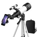 Telescope, Telescopes for Adults, Telescope for Kids Beginners 70mm Aperture 400mm AZ Mount, Fully Multi-Coated Optics, Astronomy Refractor with Tripod, Phone Adapter, Backpack