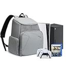 Jaffzora Travel Bag Compatible with Xbox One/Xbox One X/Xbox One S/PS5/PS4/PS4 Pro/PS4 Slim, Carrying Case fits for 15.6" Laptop and Gaming Accessories, Portable Console Travel Backpack, Grey