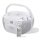 Retekess TR621 AM FM CD Cassette Boombox, USB TF MP3 Player, CD Cassette Tape Player and Recorder, Support Stereo Sound, and Remote Control (White)