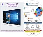 Windows 10 Professional Compatible 32/64 DVD with Key Install, Recover, Restore, Repair DVD Plus Drivers Pack and Open Office 2023, 3PK