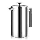 HASTHIP® French Press Coffee Maker 800ML Double Insulated 304 Stainless Steel Coffee Maker with 4 Level Premium Filtration System, Rust-Free, Dishwasher Safe