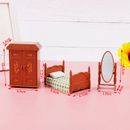 1:12 Dollhouse Miniature Furniture Bedroom Set Bed Dresser Mirror Cabinet Model