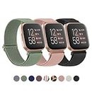 3 Pack Strap Compatible with Fitbit Versa 2 Straps/Fitbit Versa Strap for Women and Men,Soft Adjustable Stretch Nylon Sport Replacement Band for Fitbit Versa 2/Versa/Versa Lite/SE (Pack B)