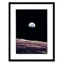Space Photo Planet Earth Lunar Surface Moon Cool USA Framed Wall Art Print