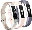 Pack 3 Replacement Band Compatible for Fitbit Alta Bands/Fitbit Alta HR Bands, Adjustable Replacement Soft Silicone Sport Bands for Woman and Men (Small, Gold+Silver+Rose Gold)