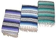 Leos Imports Traditional 3 Pack Falsa Mexican Tourist Blanket Yoga Picnic Throw 49" X 72"