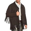 IMOHyperMarket Mens Western Jackets Handmade Native American Fashion Traditional Brown Suede Leather Jacket Fringes Style 1980’s Casual Coat