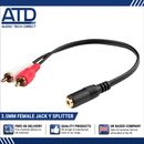 Male RCA To Female AUX 3.5mm Jack Phono Audio Splitter Y Adapter Audio Cable MP3