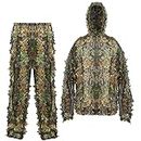 MostaShow Airsoft Ghillie Suits 3D Leaves Camouflage Clothing Military Woodland Jungle Hunting Poncho