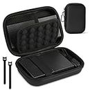 AMFUN External Hard Drive Case, Universal Cable Bag with Inner Compartments Mesh Pockets, Portable Organiser Bag for Electronics Accessories, Travel Bag Carrying Hard Drive Case (Black Velcro)