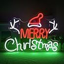 Merry Christmas Signos de neón verde letras rojas de neón con el interruptor para la decoración de la pared LED de neón de luz de signos para la fiesta de Navidad, Año Nuevo, regalo de decoración