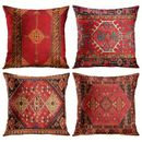 1pc/4pcs Geometric Persian Throw Pillow Covers Oriental Ikat Pillow Cases Colorful Red Tribal Decorative For Couch Sofa Home Decorr, No Pillow Core, 18x18 Inch