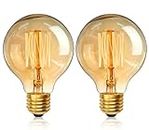 YUNRRD Vintage Edison Light Bulbs,E27 Dimmable Screw Edison Bulbs,40w Incandescent Light Bulb,Retro Filament Lamp Warm White Bulb G80 220V,2 Packs