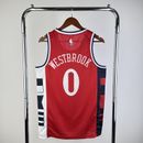 Russell Westbrook #0 Los Angeles Clippers Red White City 2025 Maillot de Basket