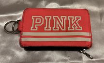 Victoria's Secret Pink Lanyard ID Credit Card Coins Cash Case Zip Pocket Keys