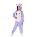 amscan 9918354 - Girls Purple Unicorn Plush Hooded Onesie Kids Fancy Dress Costume Age: 4-6yrs