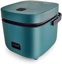 Rice Cooker Small with Steamer Non- Stick Cooking, High-Temperature Protection, One Touch Operation Perfect for 1-2 Person to Cook Rice, Meat, Noodles or Soup (Vintage green)
