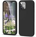 LOXXO® Microfiber Candy Case Compatible for iPhone 12/iPhone 12 Pro 6.1 inch, Shockproof Slim Back Cover Liquid Silicone Case (Black)