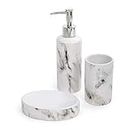 Bodico White 3-Piece Marble Bathroom Accessory Set