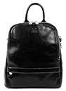 Time Resistance Leather Backpack Convertible to Shoulder Bag Full Grain Real Leather Travel Versatile Bag (Black)