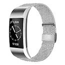 AK Compatible Bracelet for Fitbit Charge 2 Steel Strap, Replacement Metal Sport Band Accessories for Fitbit Charge 2 Women Men (02 Silver, S)