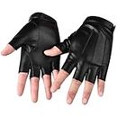 AWAVM Fingerless Driving Gloves PU Faux Leather Half Finger Glove Outdoor Sport Mittens Halloween Cosplay Costume Gloves for Men Women Teens
