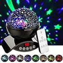Remote Control Light Projector, Amouhom Upgrade Star Sky Night Light Lamp, Rechargeable Battery, 360 Rotating and LED Timer Auto-Shutdown, Christmas Gifts for Kids (Black)