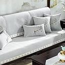 BOHHO Sofa Slipcover for Living Room Furniture Protector Grey for 3 Cushion Couch,Embroidery Chenille Sofa Towel Couch Cover, Seat Cover for Living Room Corner Sofa Towel 35 * 71inch